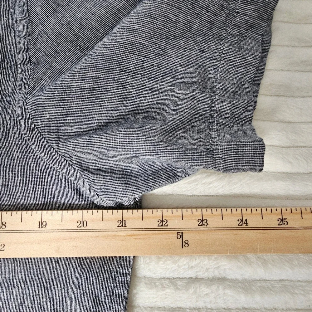 Banana Republic Mens Slim Fit Linen Cotton Shirt M Blue White Stripe Coastal